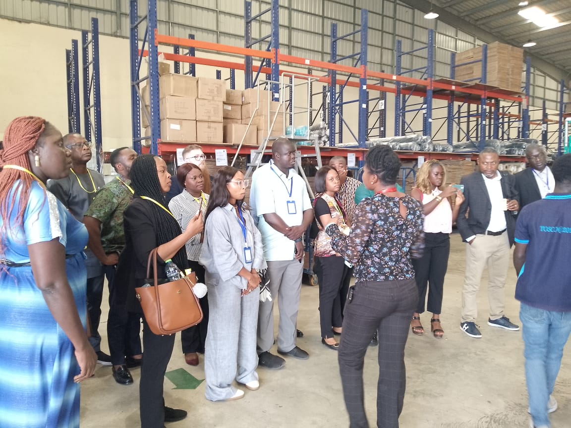 Inbound delegation during a tour of DTRT Apparel Group operations at Tema Free Zone